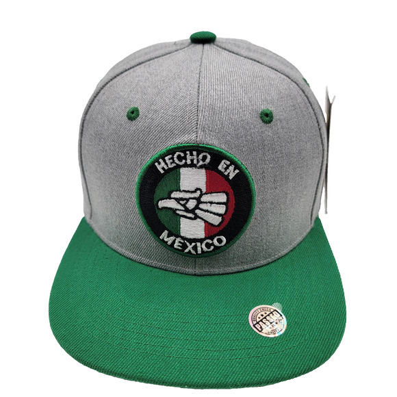 Hecho En Mexico Hat Cap Snap Back Gray Green Embroidered Patch Zion Mens Mexican - Picture 1 of 7
